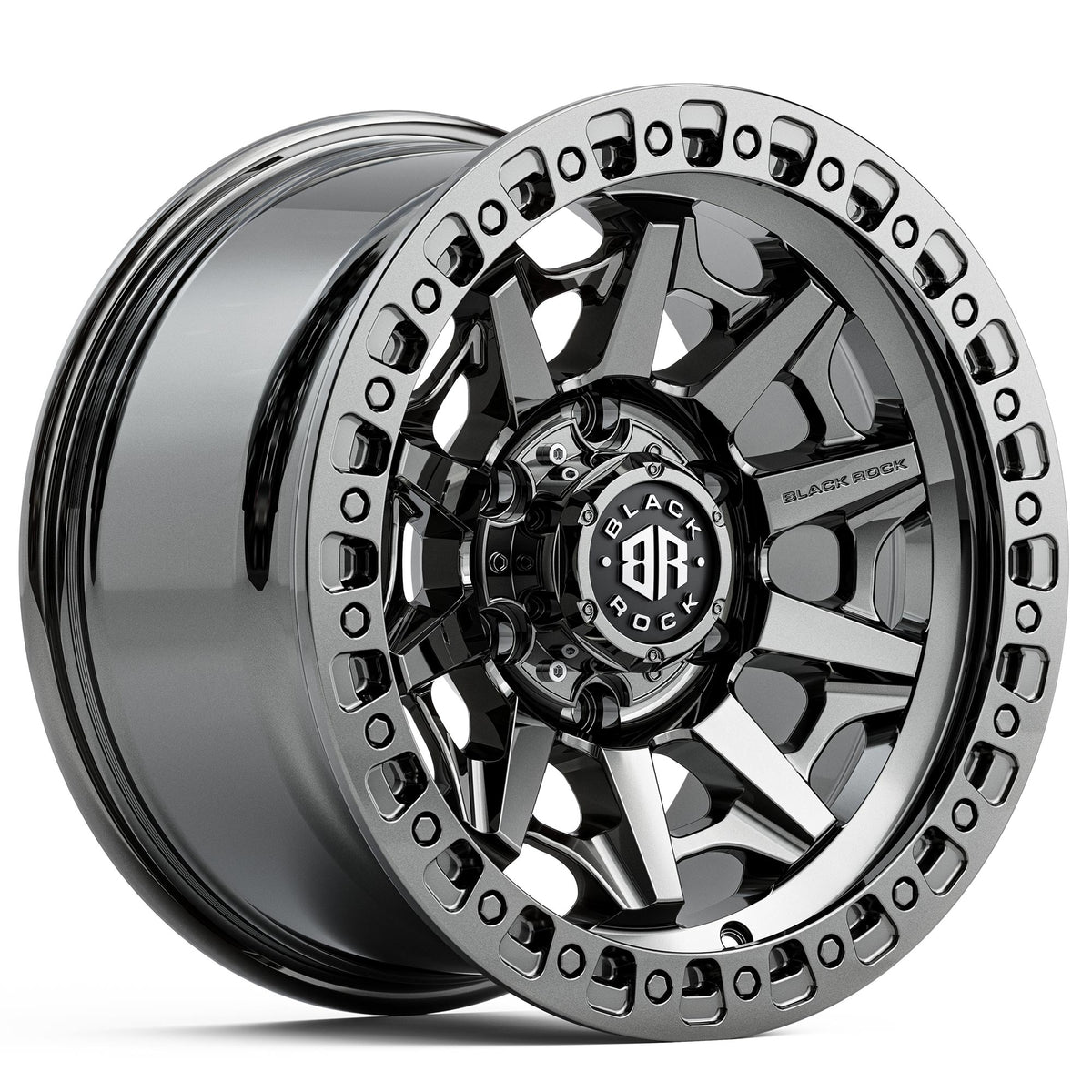 Black Rock Cage Black Chrome 17x9 6x139.7 wheel for Toyota Prado 250 and Lexus GX550