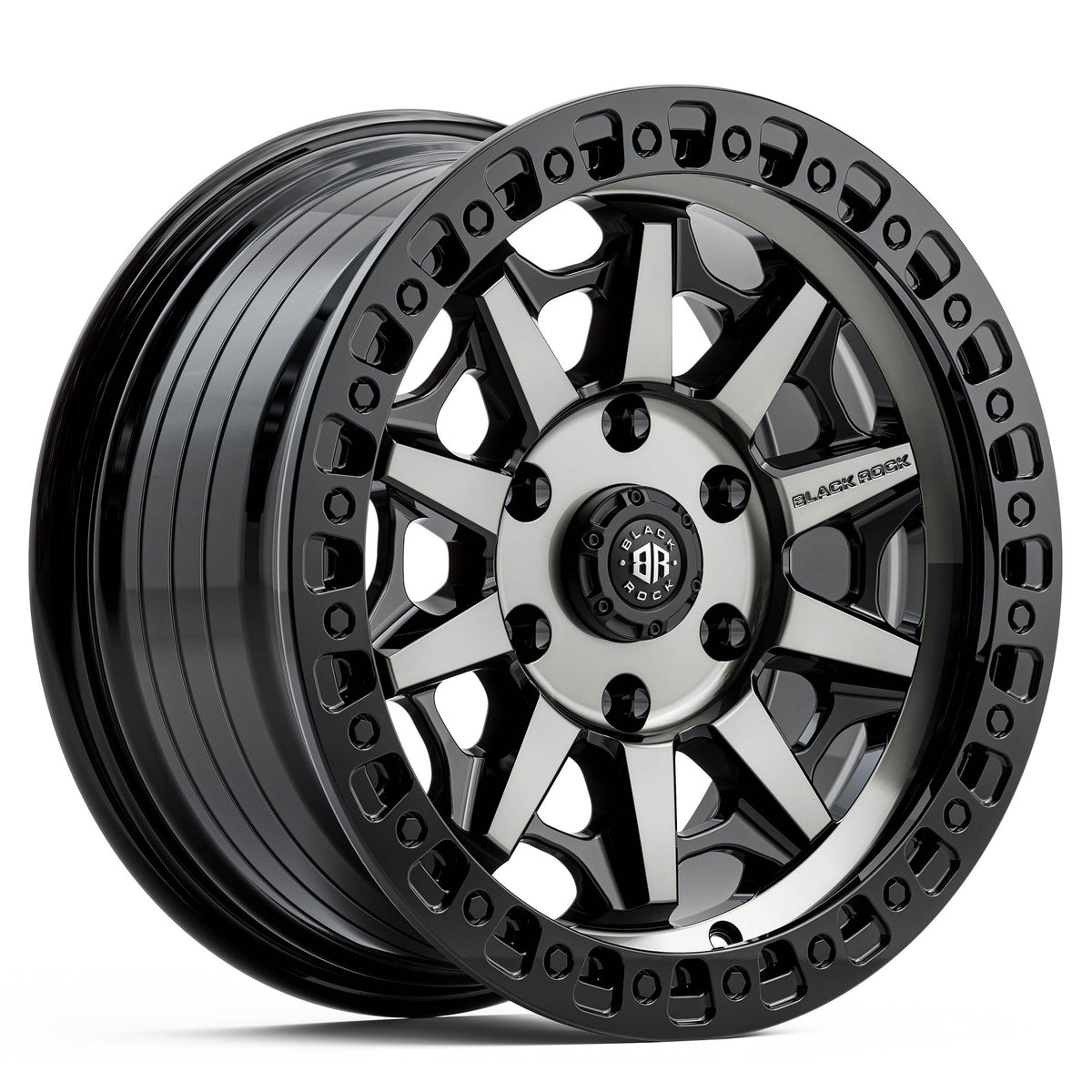 Black Rock Cage Gloss Black Tinted 17x8 6x139.7 wheel for Toyota Prado 250 and Lexus GX550