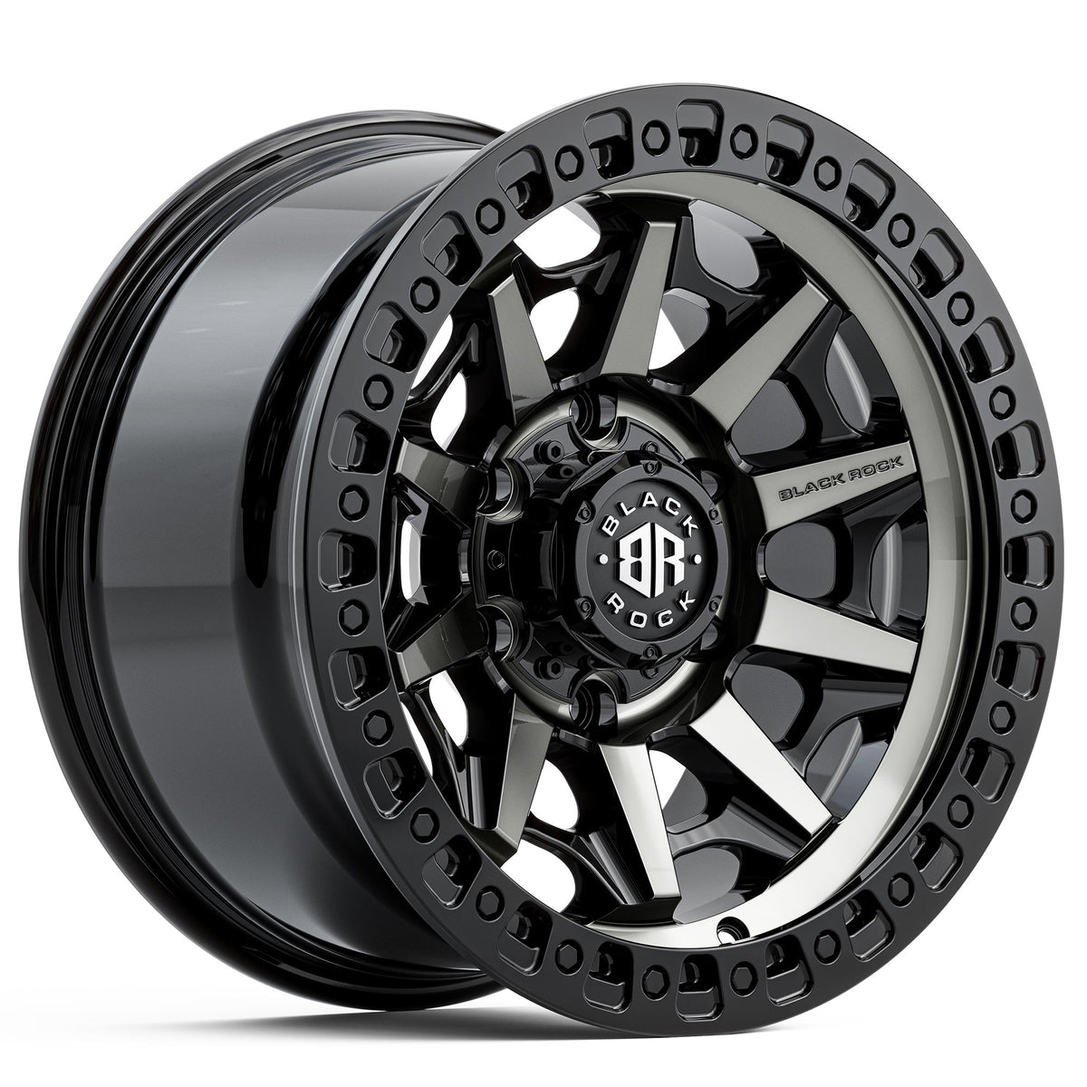 Black Rock Cage Gloss Black Tinted 18x9 6x139.7 wheel for Toyota Prado 250 and Lexus GX550