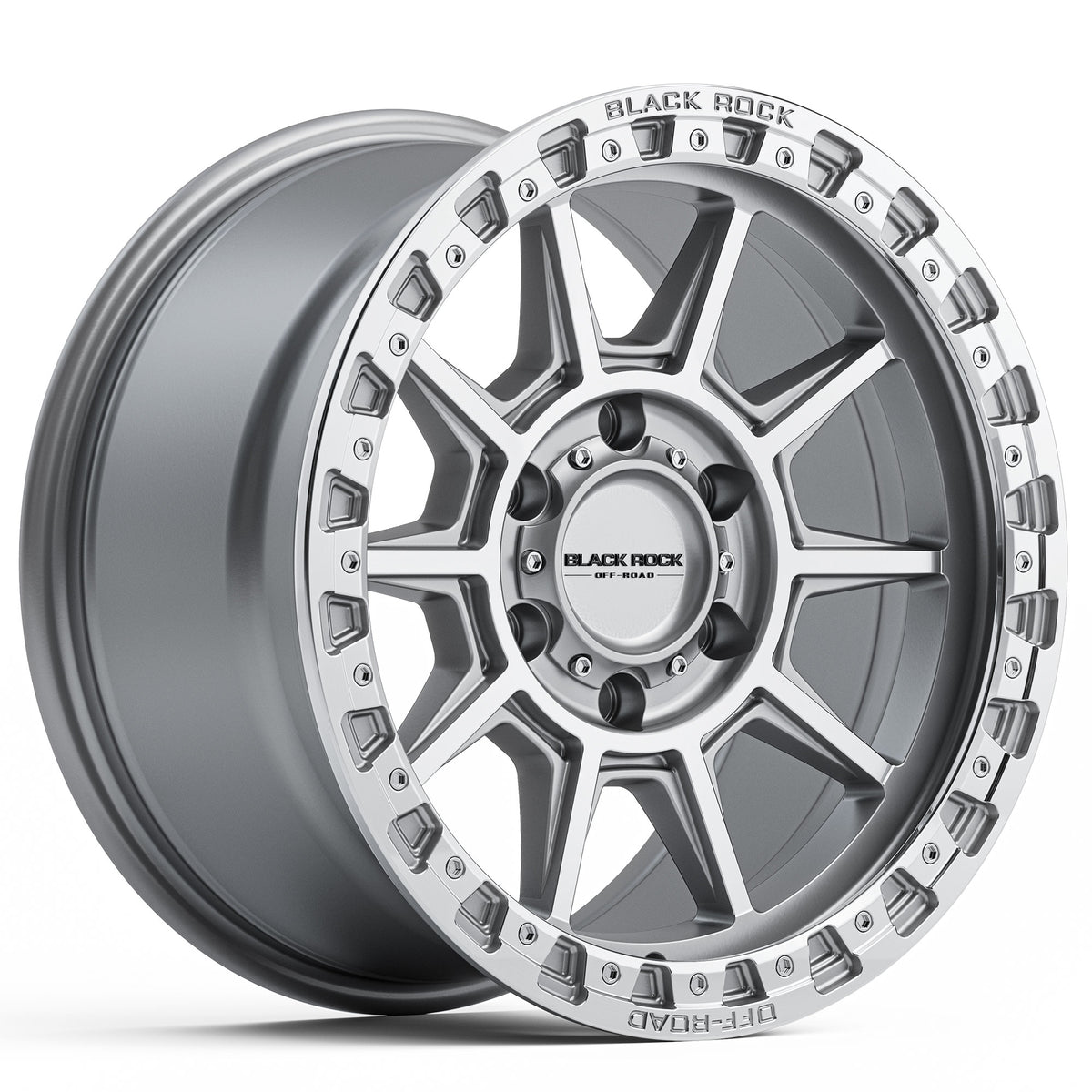 Black Rock Gunner Silver Machined 18x9 6x139.7 wheel for Toyota Prado 250 and Lexus GX550