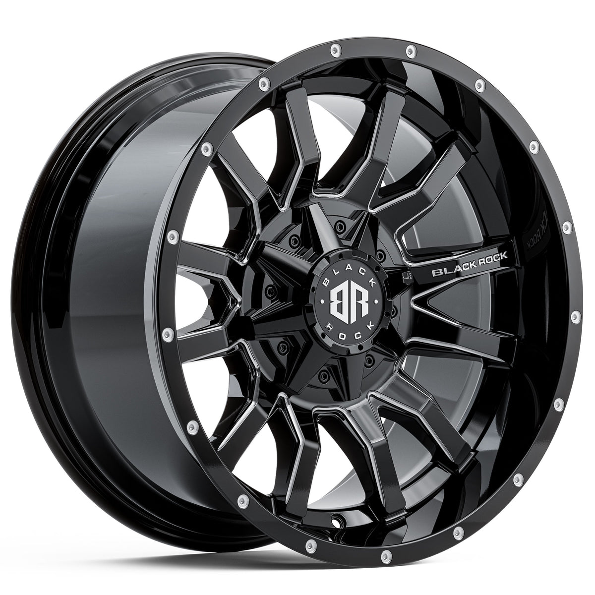 Black Rock Predator Gloss Black Milled 20x10 6x139.7 wheel for Toyota Prado 250 and Lexus GX550