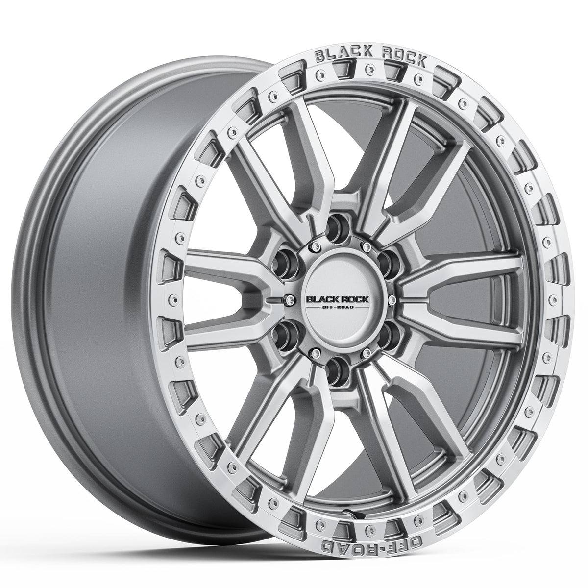 Black Rock Rambler Silver Machined 17x8.5 6x139.7 wheel for Toyota Prado 250 and Lexus GX550