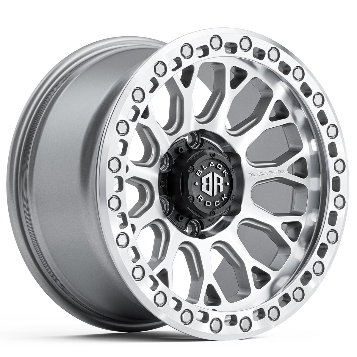 Black Rock Spider Silver Machined 17x9 6x139.7 wheel for Toyota Prado 250 and Lexus GX550