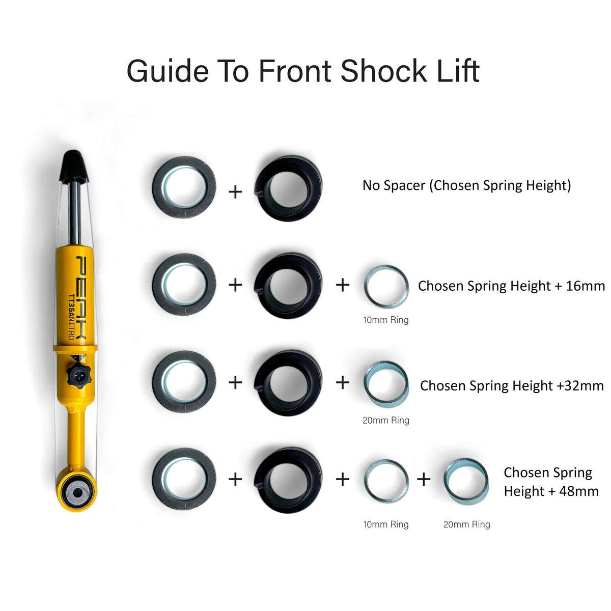 PEAK TT35A Nitro 4 Step Adjustable Front Shock Absorber for KGM SsangYong Musso & Rexton, view 5