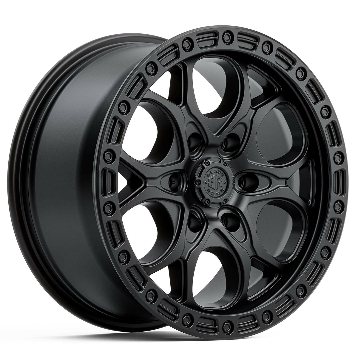 Black Rock Bolt Satin Black 18x8.5 wheel for KGM SsangYong Musso and Rexton