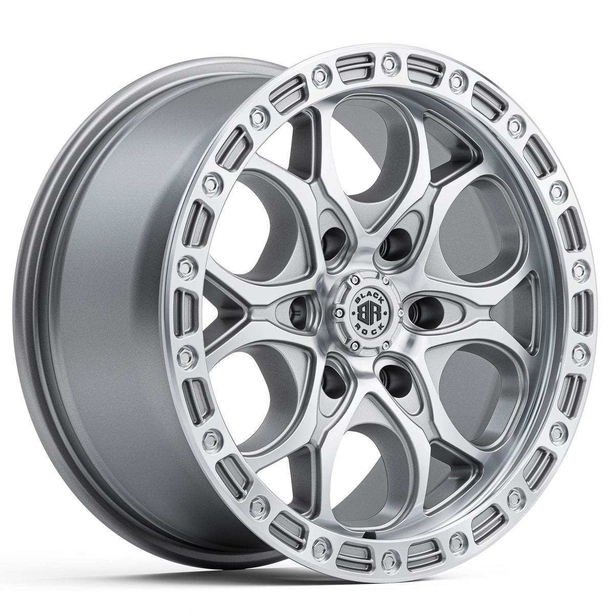 Black Rock Bolt Silver Machined 17x8.5 6x139.7 wheel for Toyota Prado 250 and Lexus GX550