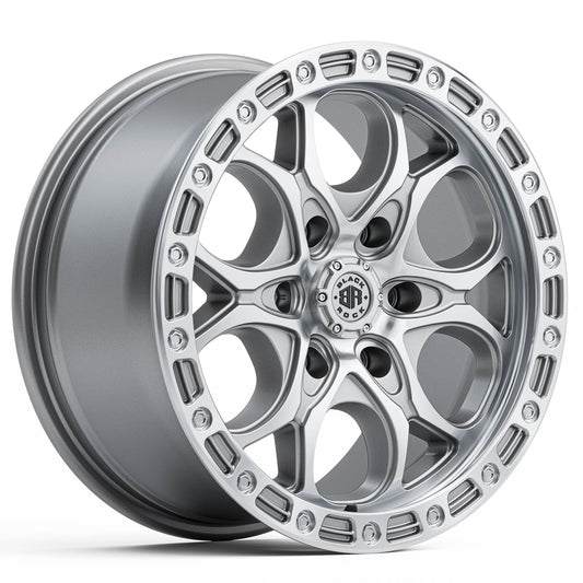 Black Rock Bolt Silver Machined 17x8.5 6x139.7 wheel for Toyota Prado 250 and Lexus GX550