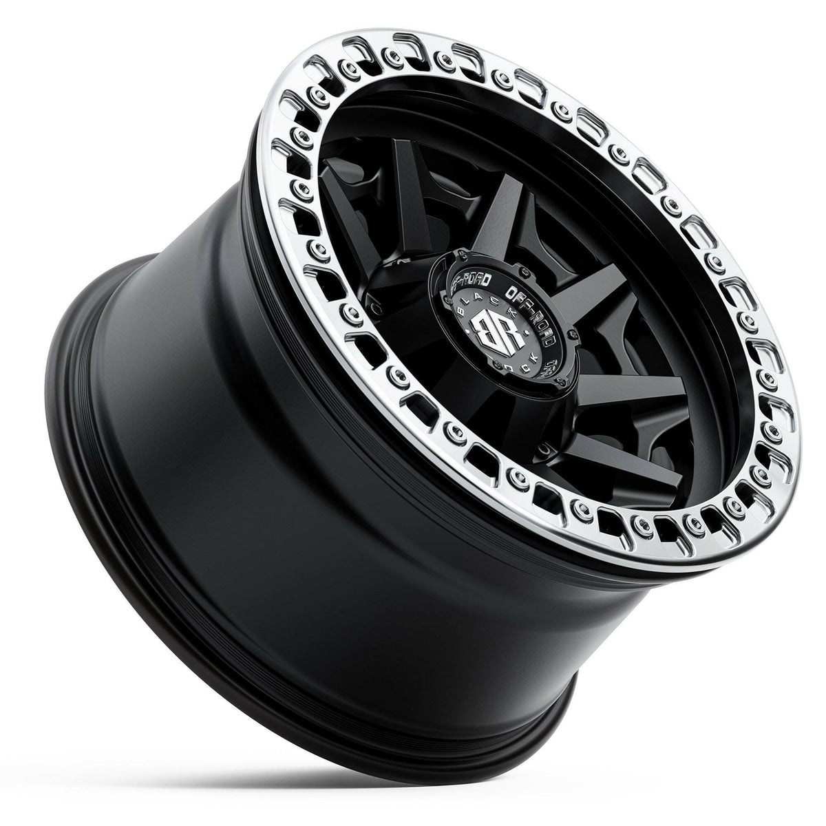 Black Rock Cage Beadlock Satin Black 17x9 wheel for KGM SsangYong Musso and Rexton, view 3