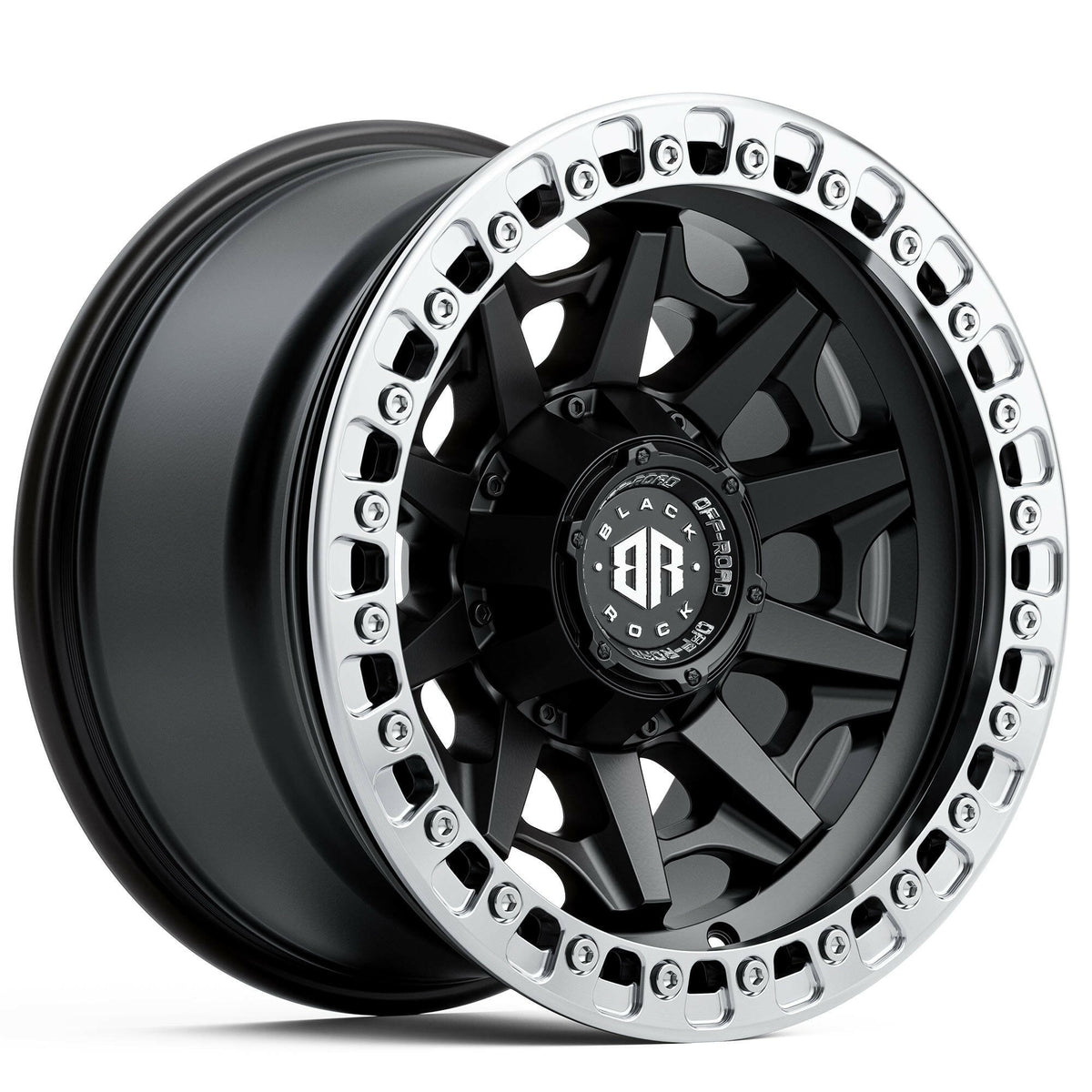 Black Rock Cage Beadlock Satin Black 18x9 wheel for KGM SsangYong Musso and Rexton