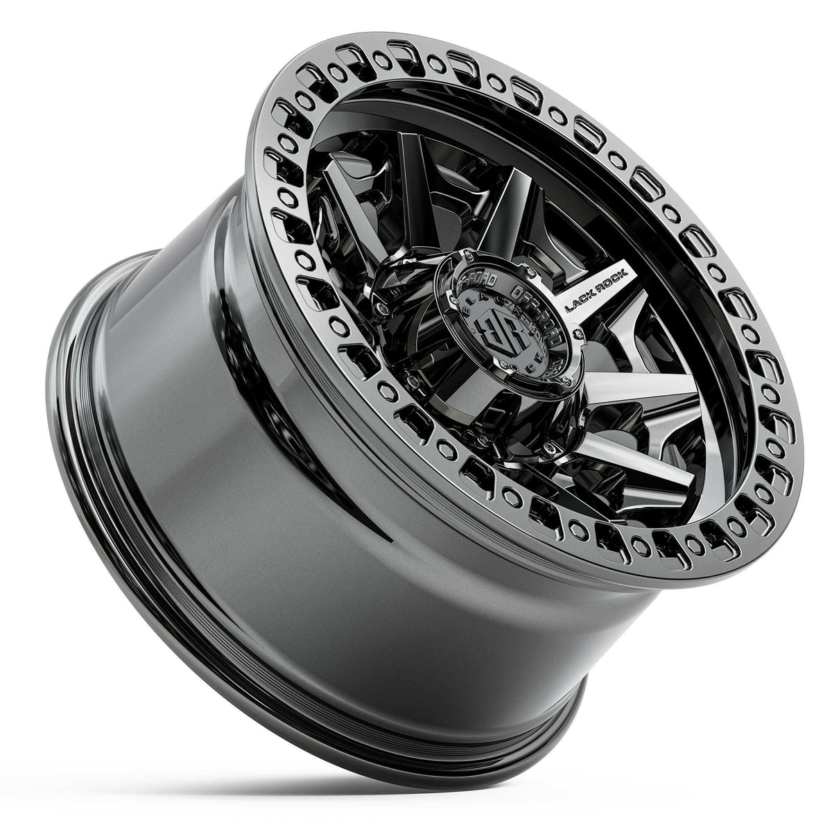 Black Rock Cage Black Chrome 17x9 wheel for KGM SsangYong Musso and Rexton, view 3