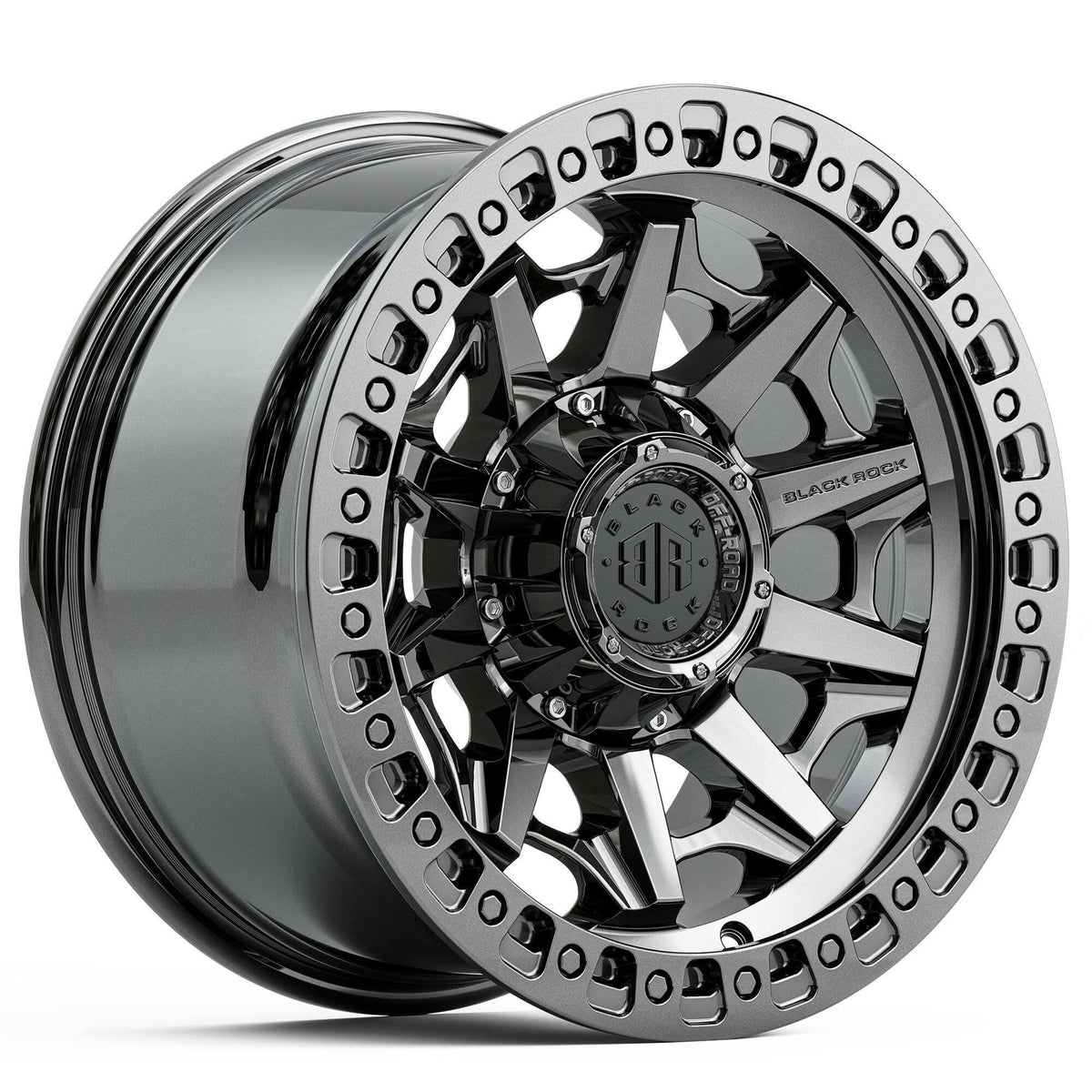 Black Rock Cage Black Chrome 17x9 wheel for KGM SsangYong Musso and Rexton
