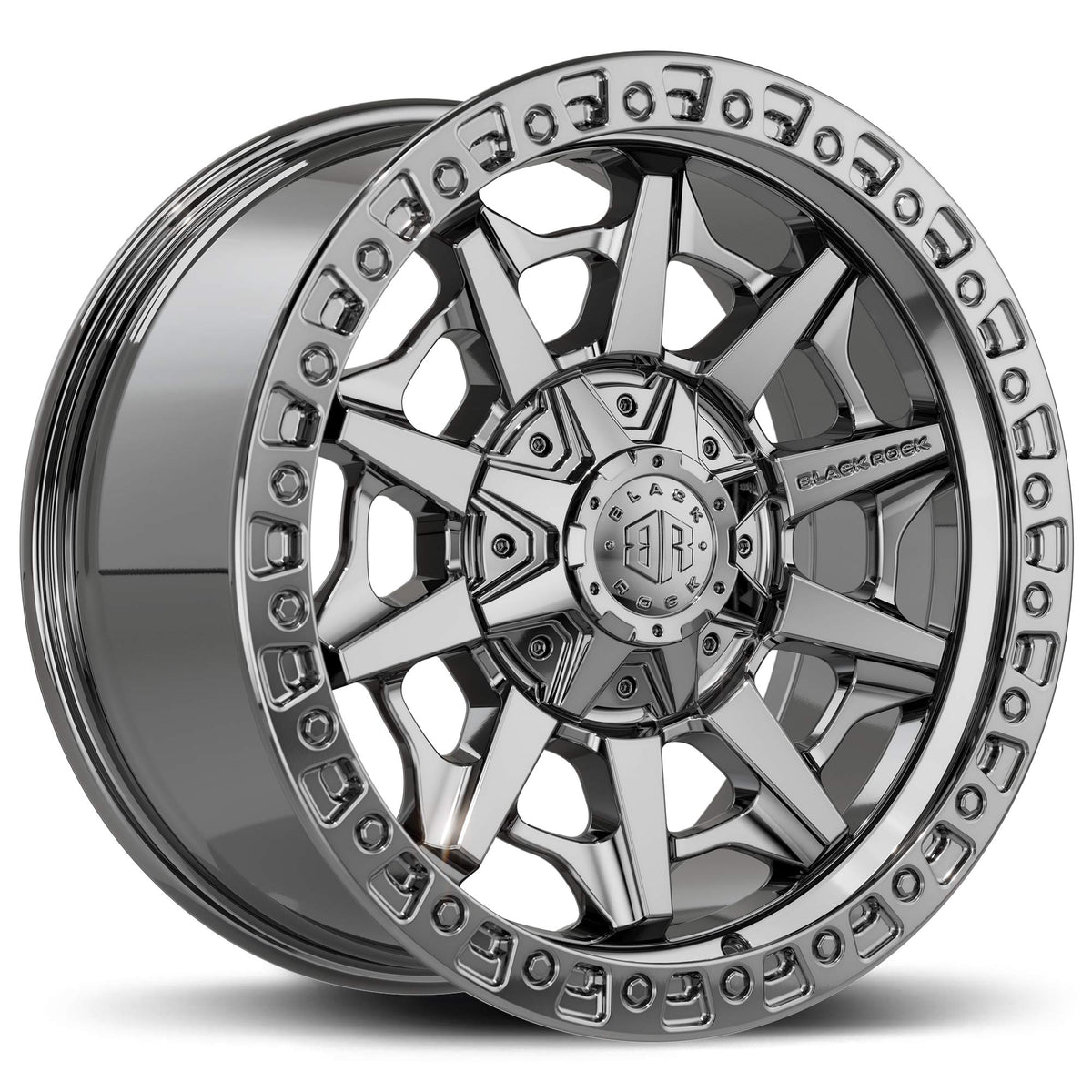 Black Rock Cage Black Chrome 20x9 6x139.7 wheel for Toyota Prado 250 and Lexus GX550