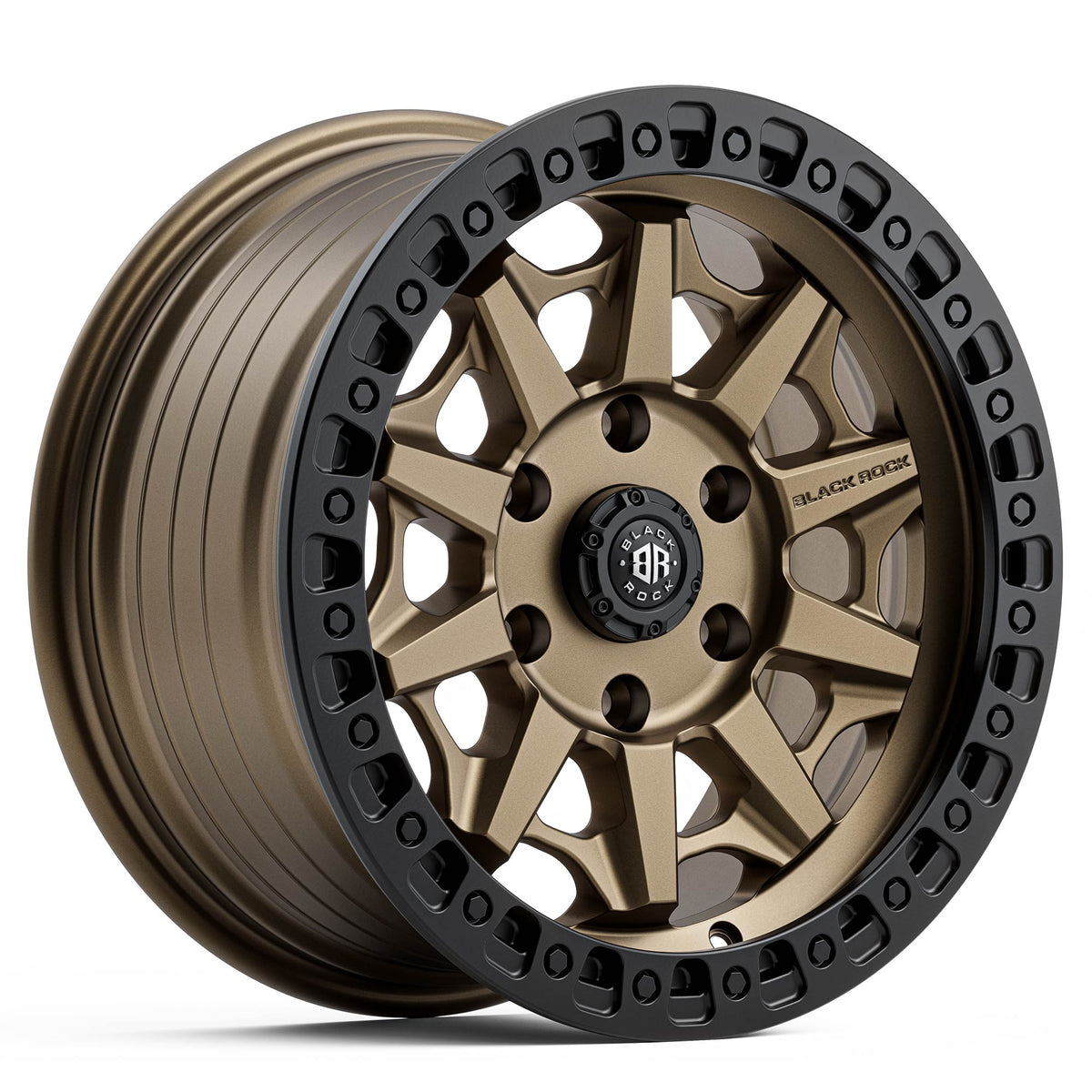 Black Rock Cage Dark Bronze with Black Ring 17x8 6x139.7 wheel for Toyota Prado 250 and Lexus GX550