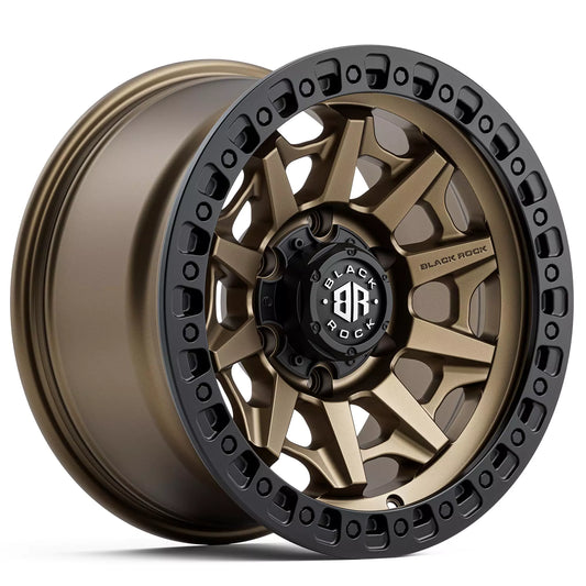 Black Rock Cage Dark Bronze with Black Ring 18x9 6x139.7 wheel for Toyota Prado 250 and Lexus GX550
