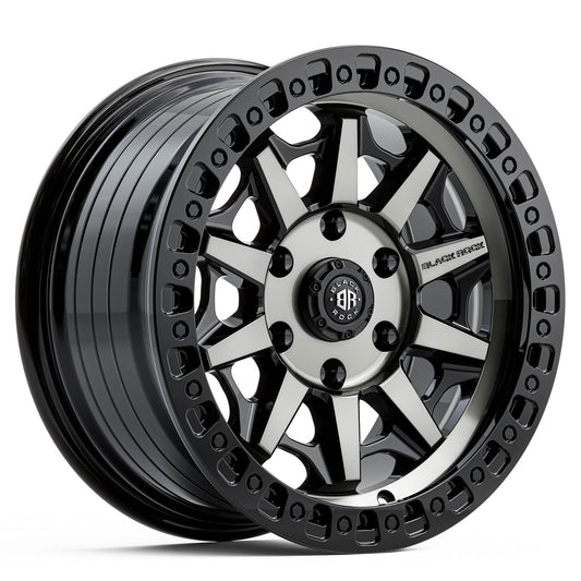 Black Rock Cage Gloss Black Tinted 17x8 6x139.7 wheel for Toyota Prado 250 and Lexus GX550