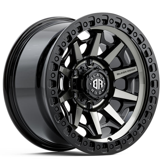 Black Rock Cage Gloss Black Tinted 18x9 6x139.7 wheel for Toyota Prado 250 and Lexus GX550