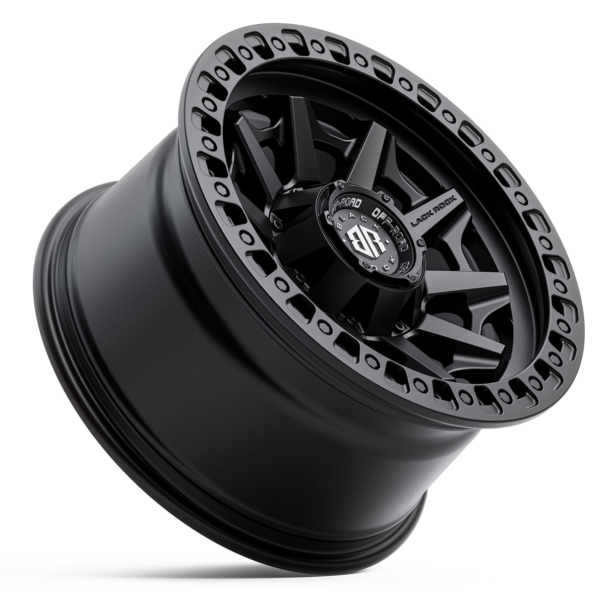 Black Rock Cage Satin Black 17x9 wheel for KGM SsangYong Musso and Rexton, view 3