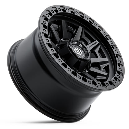 Black Rock Cage Satin Black 17x9 wheel for KGM SsangYong Musso and Rexton, view 3