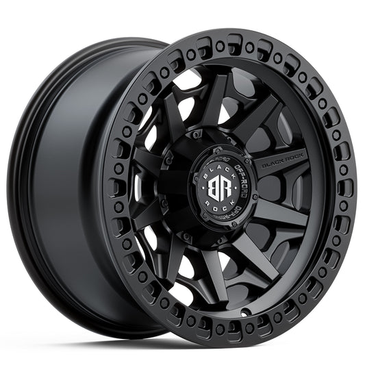 Black Rock Cage Satin Black 17x9 wheel for KGM SsangYong Musso and Rexton
