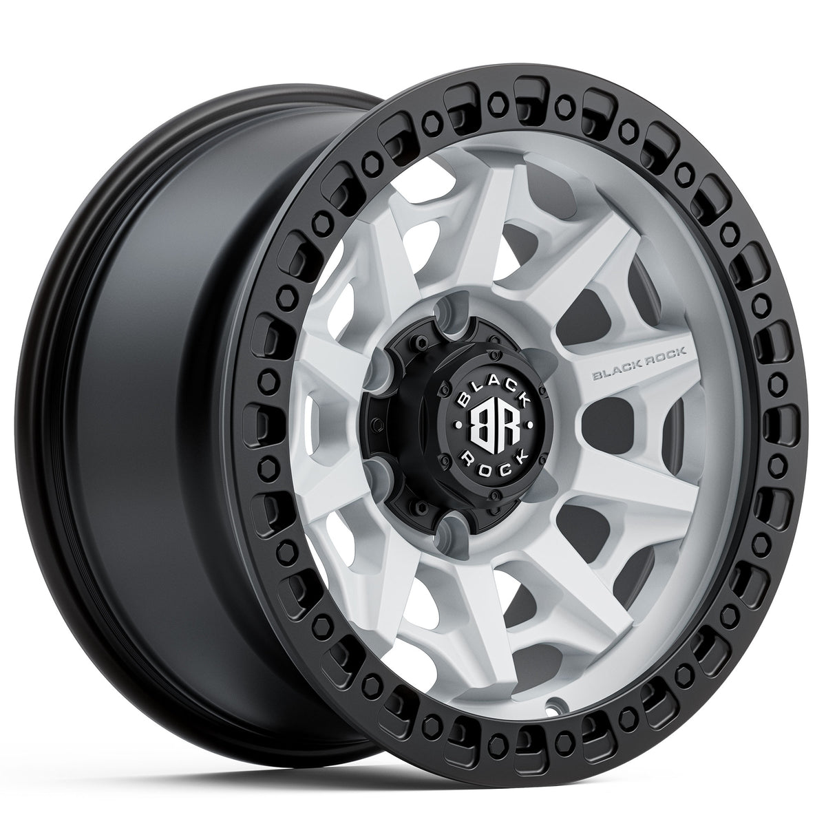 Black Rock Cage Satin White with Black Ring 18x9 6x139.7 wheel for Toyota Prado 250 and Lexus GX550