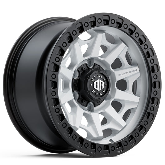 Black Rock Cage Satin White with Black Ring 18x9 6x139.7 wheel for Toyota Prado 250 and Lexus GX550