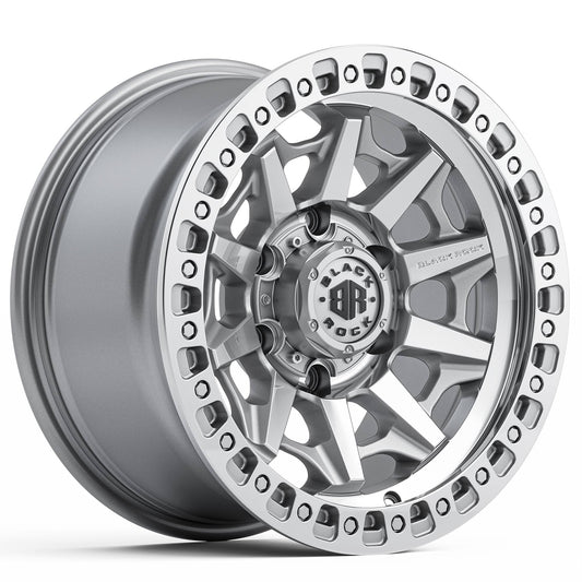 Black Rock Cage Silver Machined 17x9 6x139.7 wheel for Toyota Prado 250 and Lexus GX550