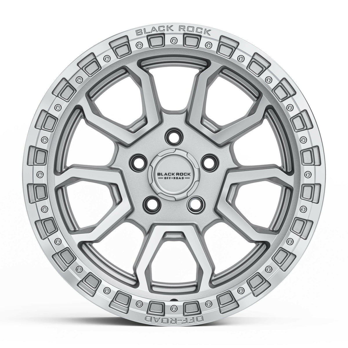 Black Rock Cobra 5S Silver Machined 17x9 wheel for KGM SsangYong Musso and Rexton, view 2