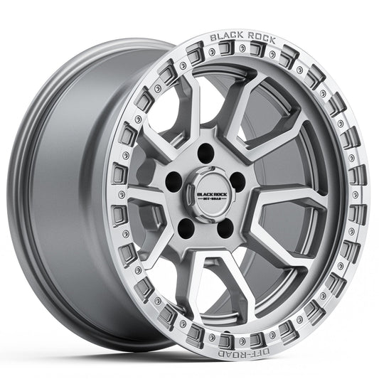 Black Rock Cobra 5S Silver Machined 17x9 6x139.7 wheel for Toyota Prado 250 and Lexus GX550