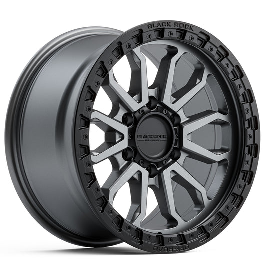 Black Rock Cobra Gunmetal Grey with Black Ring 20x9 6x139.7 wheel for Toyota Prado 250 and Lexus GX550