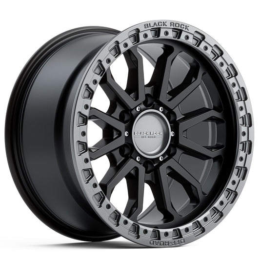 Black Rock Cobra Satin Black with Gunmetal Grey Ring 17x9 6x139.7 wheel for Toyota Prado 250 and Lexus GX550