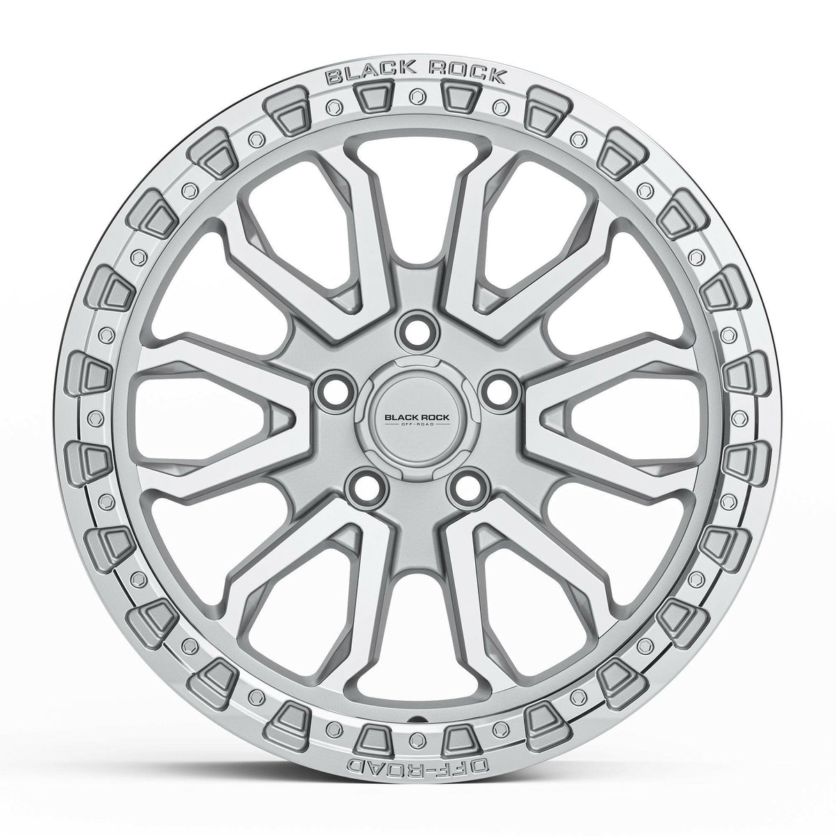 Black Rock Cobra Silver Machined 17x9 wheel for KGM SsangYong Musso and Rexton, view 2