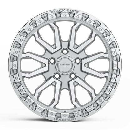 Black Rock Cobra Silver Machined 17x9 wheel for KGM SsangYong Musso and Rexton, view 2