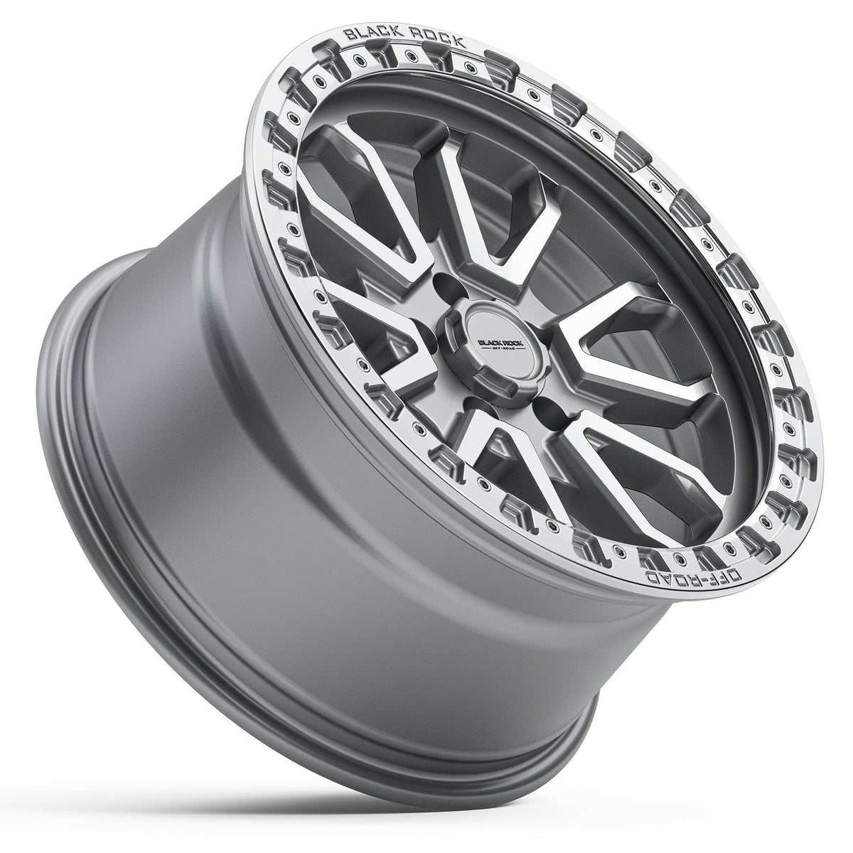 Black Rock Cobra Silver Machined 17x9 wheel for KGM SsangYong Musso and Rexton, view 3