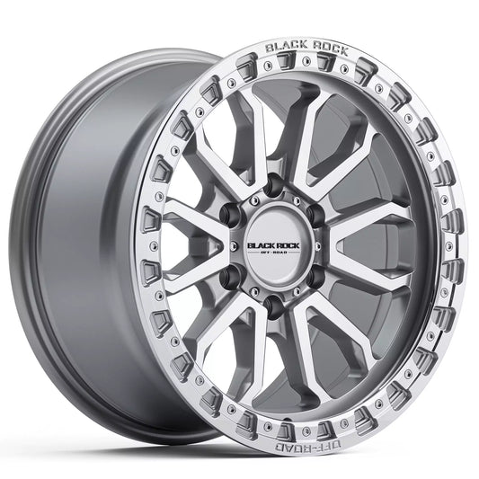 Black Rock Cobra Silver Machined 17x9 6x139.7 wheel for Toyota Prado 250 and Lexus GX550