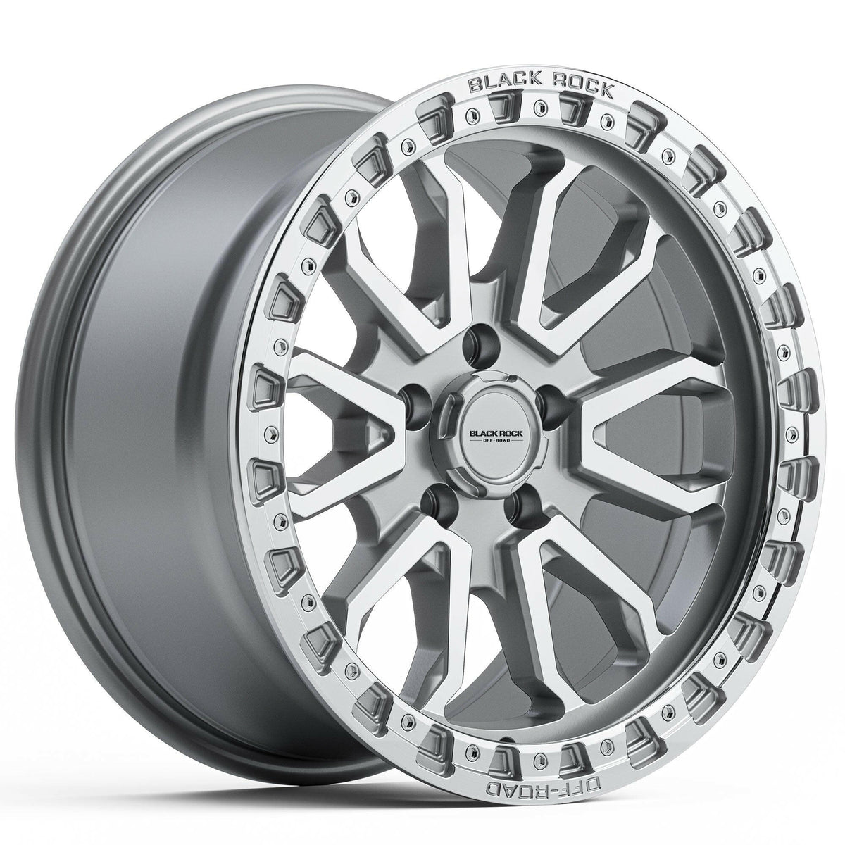 Black Rock Cobra Silver Machined 17x9 wheel for KGM SsangYong Musso and Rexton