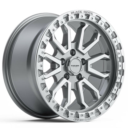 Black Rock Cobra Silver Machined 17x9 wheel for KGM SsangYong Musso and Rexton