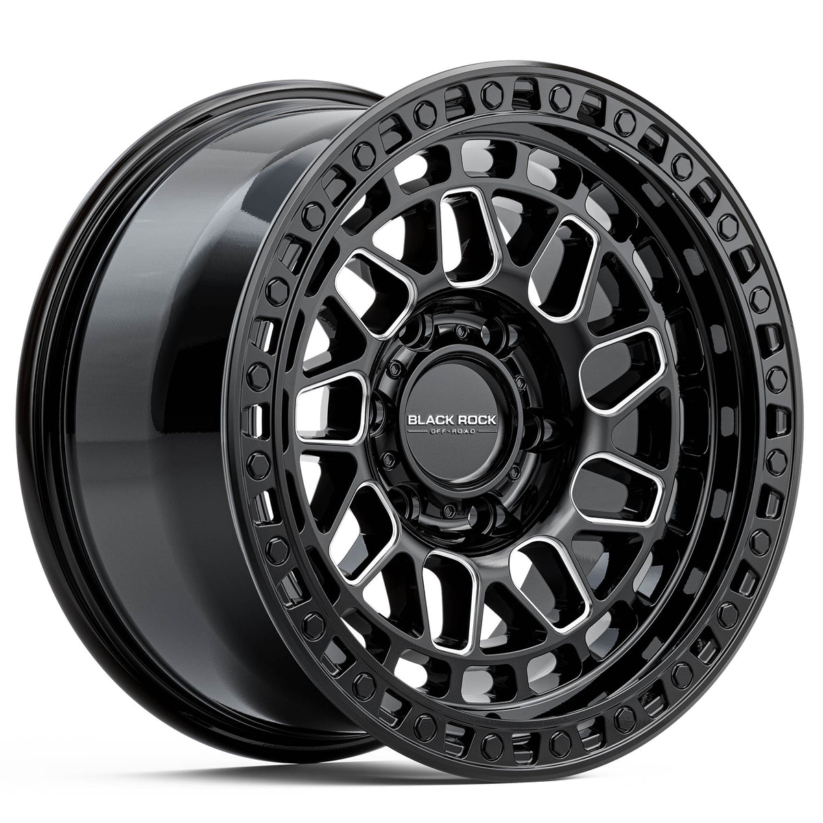 Black Rock Fury Gloss Black Milled 17x9 6x139.7 wheel for Toyota Prado 250 and Lexus GX550