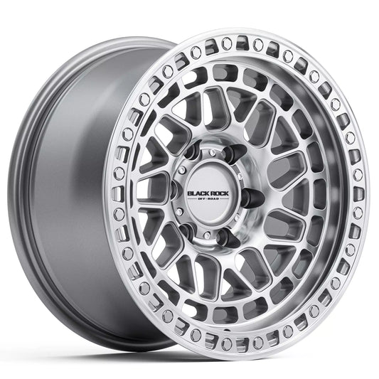 Black Rock Fury Silver Machined 17x9 6x139.7 wheel for Toyota Prado 250 and Lexus GX550