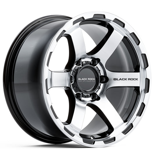 Black Rock Grip Gloss Black Machined Face 20x9 6x139.7 wheel for Toyota Prado 250 and Lexus GX550