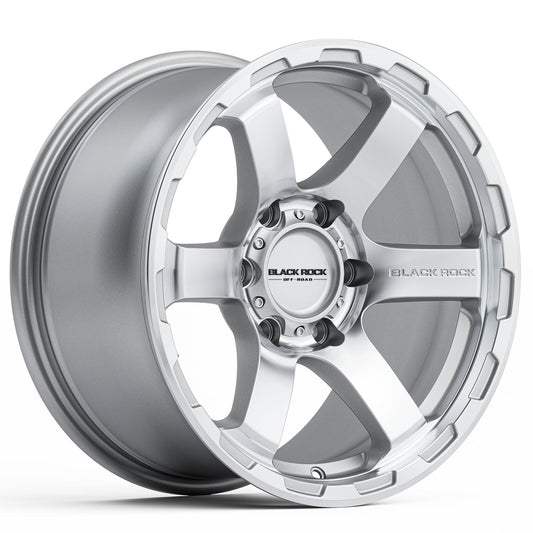 Black Rock Grip Silver Machined 17x9 6x139.7 wheel for Toyota Prado 250 and Lexus GX550