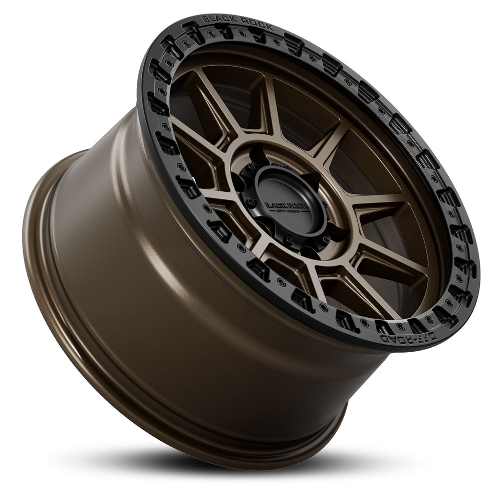 Black Rock Gunner Dark Bronze Black Ring 17x9 wheel for KGM SsangYong Musso and Rexton, view 3