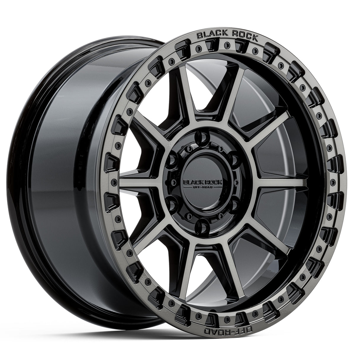 Black Rock Gunner Gloss Black with Dark Tint 17x9 6x139.7 wheel for Toyota Prado 250 and Lexus GX550
