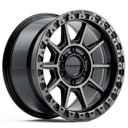 Black Rock Gunner Gloss Black with Dark Tint 18x9 6x139.7 wheel for Toyota Prado 250 and Lexus GX550