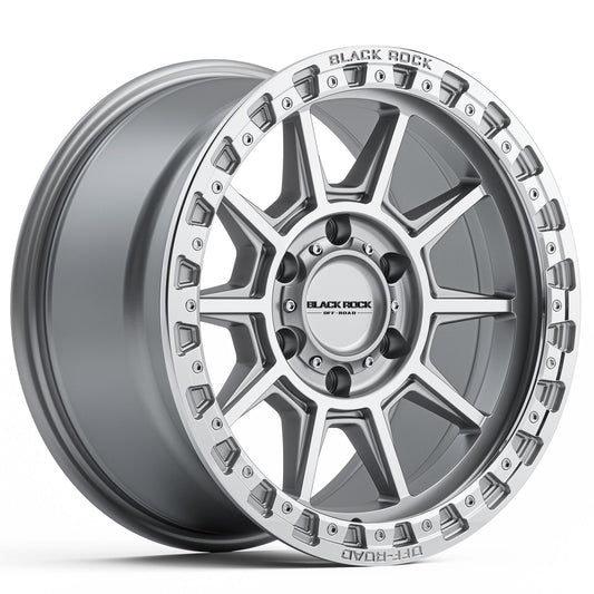 Black Rock Gunner Silver Machined 18x9 6x139.7 wheel for Toyota Prado 250 and Lexus GX550