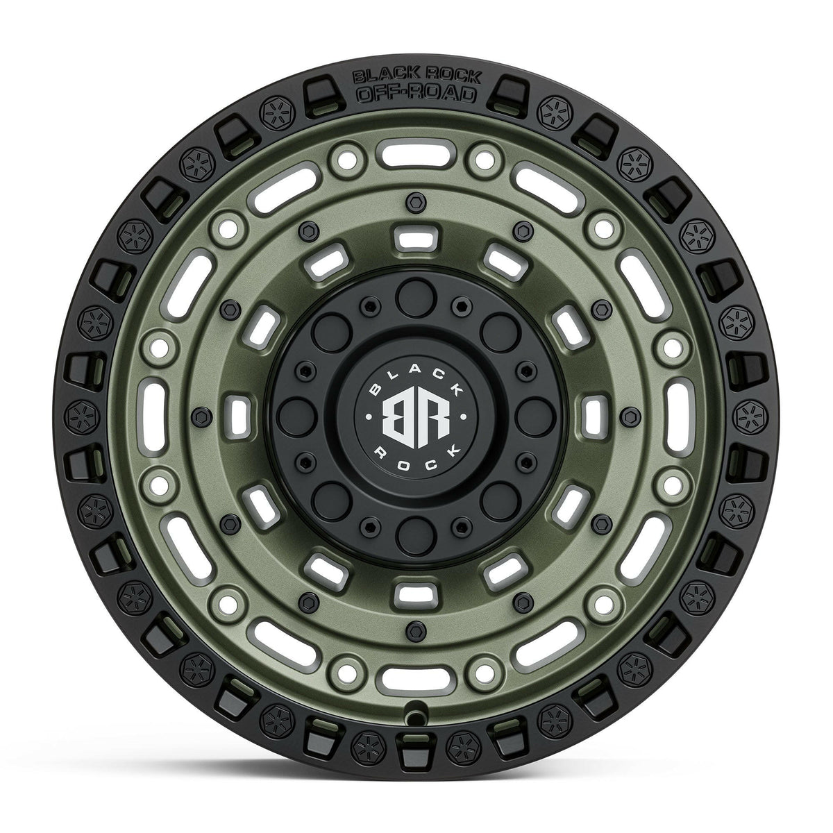 Black Rock Military Army Green Black Ring 17x9 wheel for KGM SsangYong Musso and Rexton, view 2