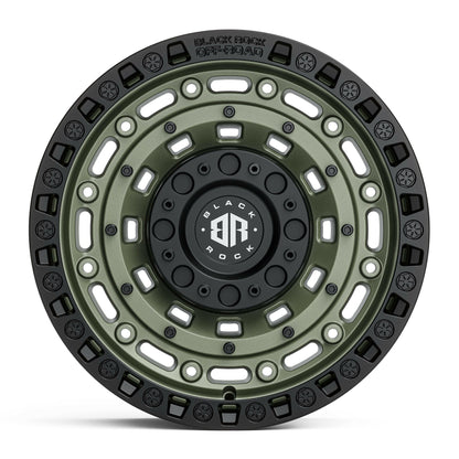 Black Rock Military Army Green Black Ring 17x9 wheel for KGM SsangYong Musso and Rexton, view 2