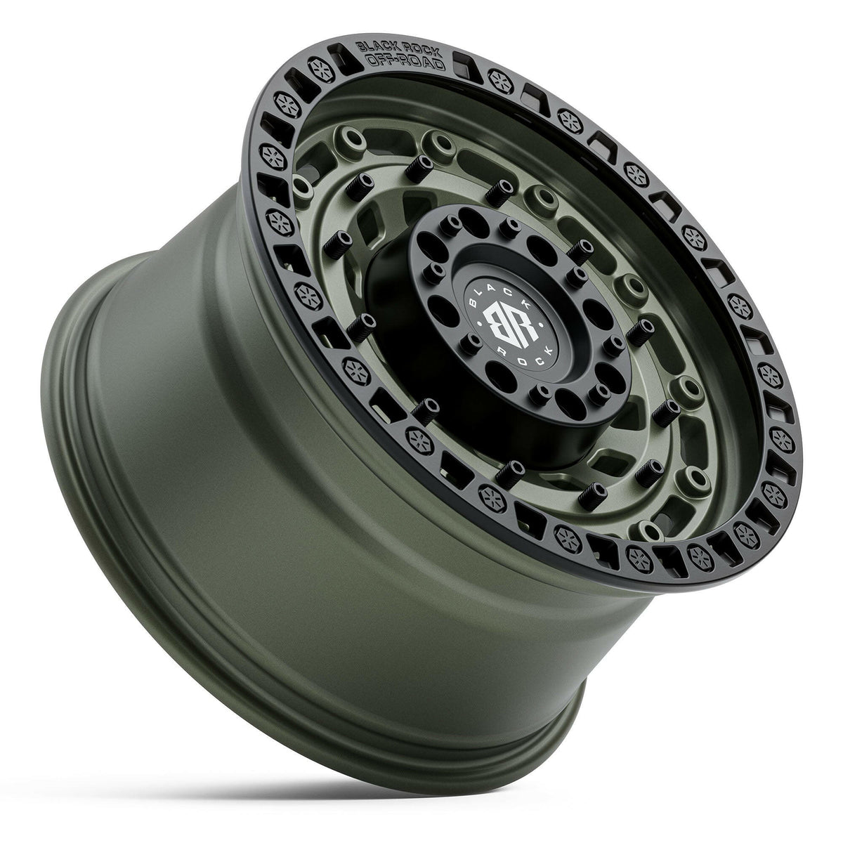 Black Rock Military Army Green Black Ring 17x9 wheel for KGM SsangYong Musso and Rexton, view 3