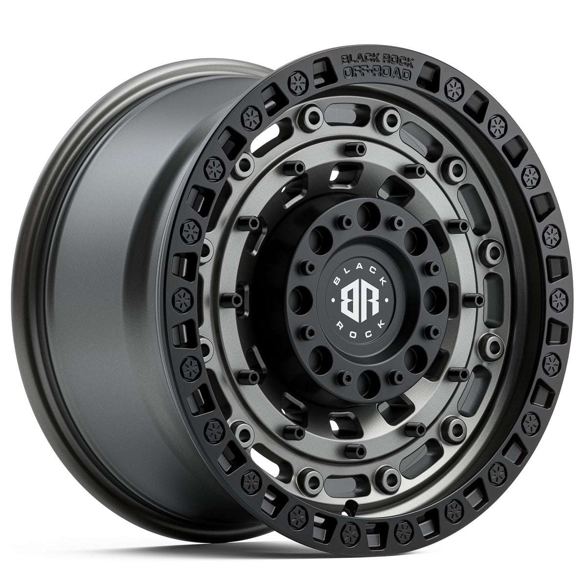 Black Rock Military Gunmetal Grey with Black Ring 20x9 6x139.7 wheel for Toyota Prado 250 and Lexus GX550