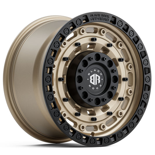 Black Rock Military Sand Bronze with Black Ring 17x9 6x139.7 wheel for Toyota Prado 250 and Lexus GX550