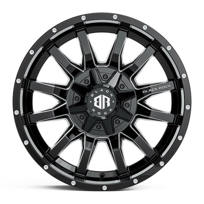 Black Rock Predator Gloss Black Milled 17x9 wheel for KGM SsangYong Musso and Rexton